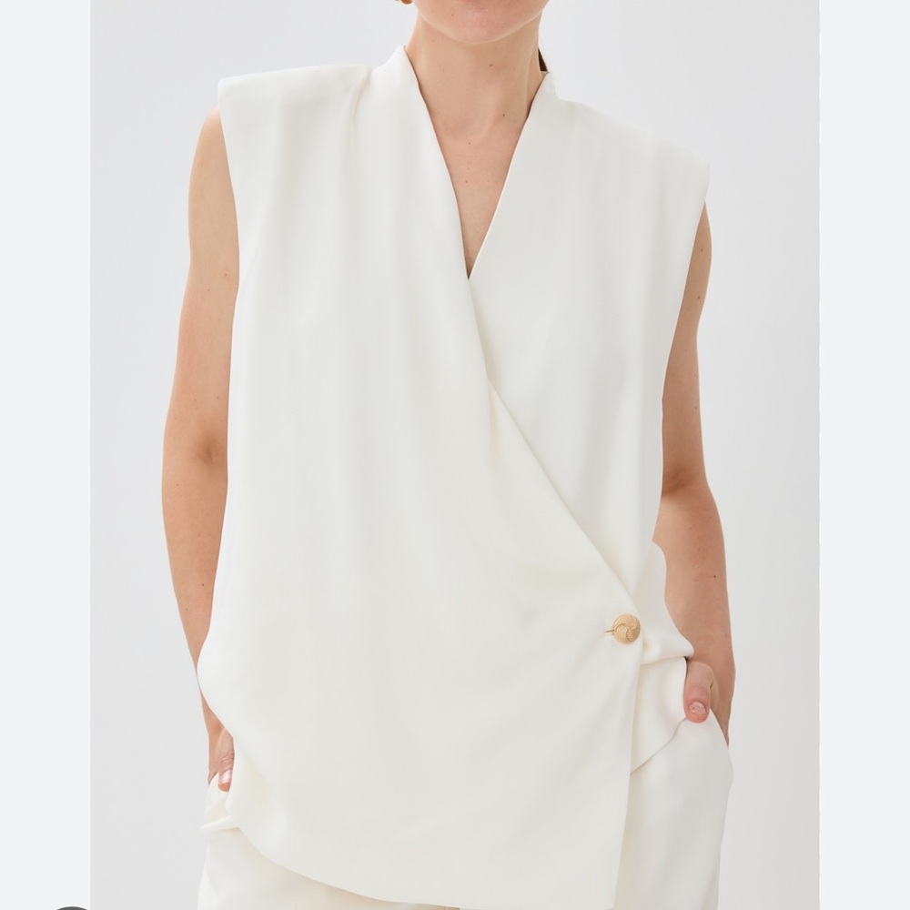Anine Bing ivory wrap top